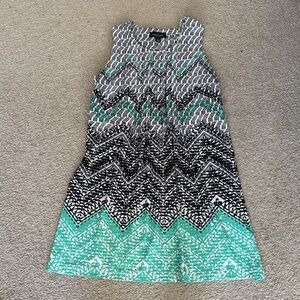 Perceptions Black and Green Chevron Dress